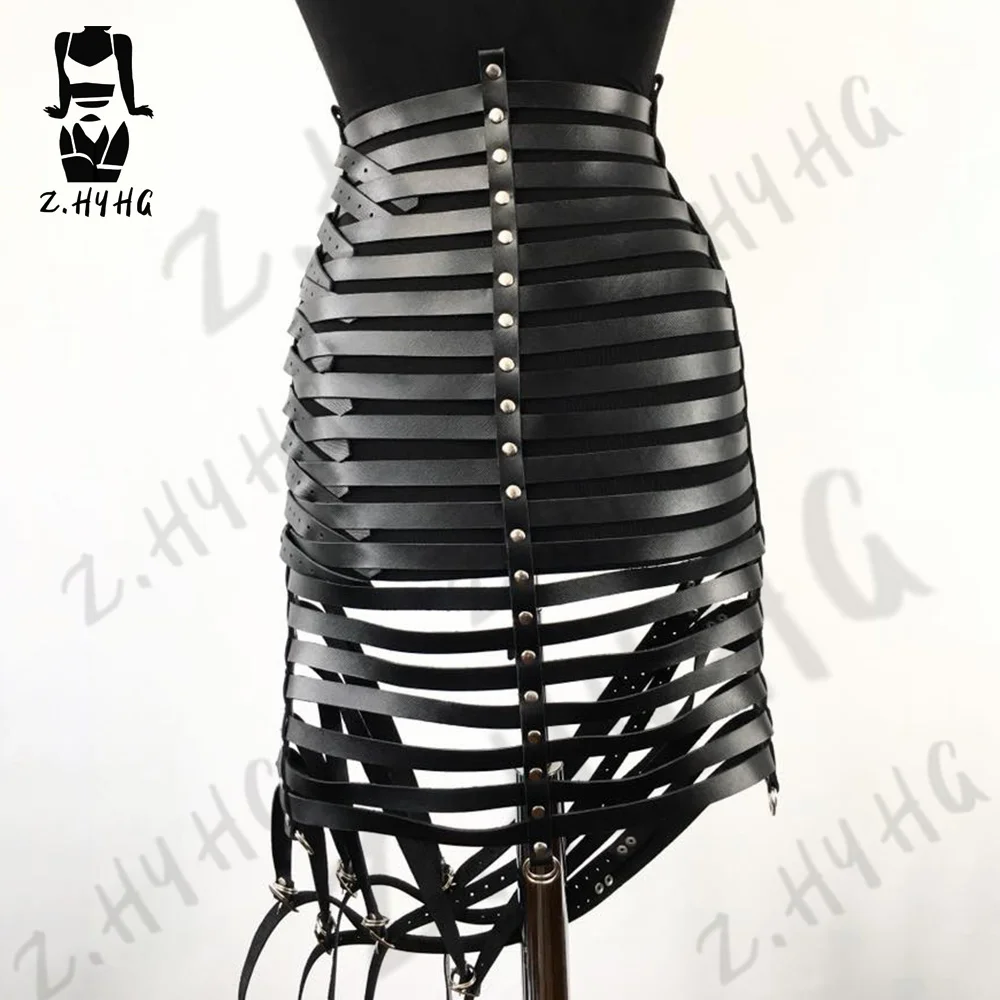 Sex Body Bondage Women Skirt Belt Long Wire Harness PU Leather Fetish Bdsm Belt Strap Bondage Gothic Tight Body Adjustable
