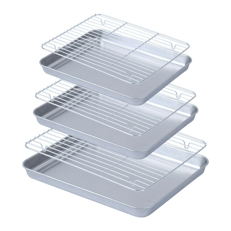 

Barbecue Tray Grid Rack Draining And Preparation Tray, Baking Tray With Cooling Rack Set