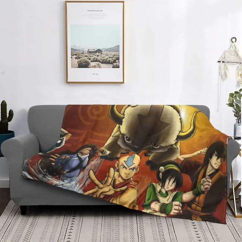 

Avatar Appa Zuko Momo Last Airbender Knitted Blankets Fleece Throw Blankets Summer Air Conditioning Portable Warm Bedspread