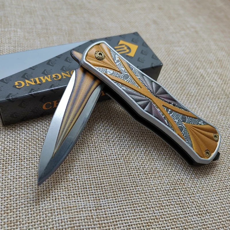 Быстрооткрывающийся складной нож из дамасской стали карманный Клинок с ручкой
