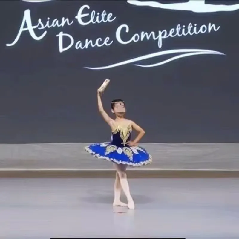 Синяя балетная юбка-пачка балетный костюм для детей Лебединое озеро детские