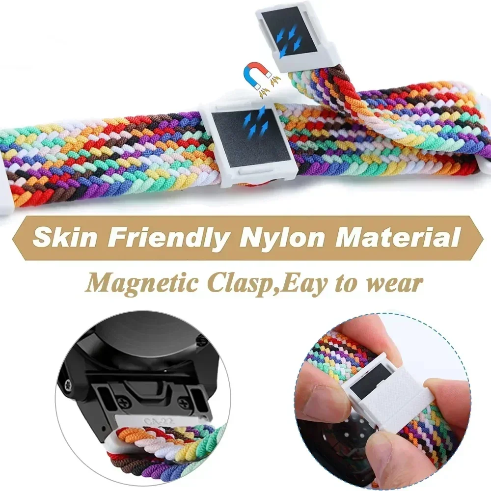 Ремешок нейлоновый для Garmin Fenix 8 E 6 6XPro 7 7xpro эластичный быстросъемный браслет