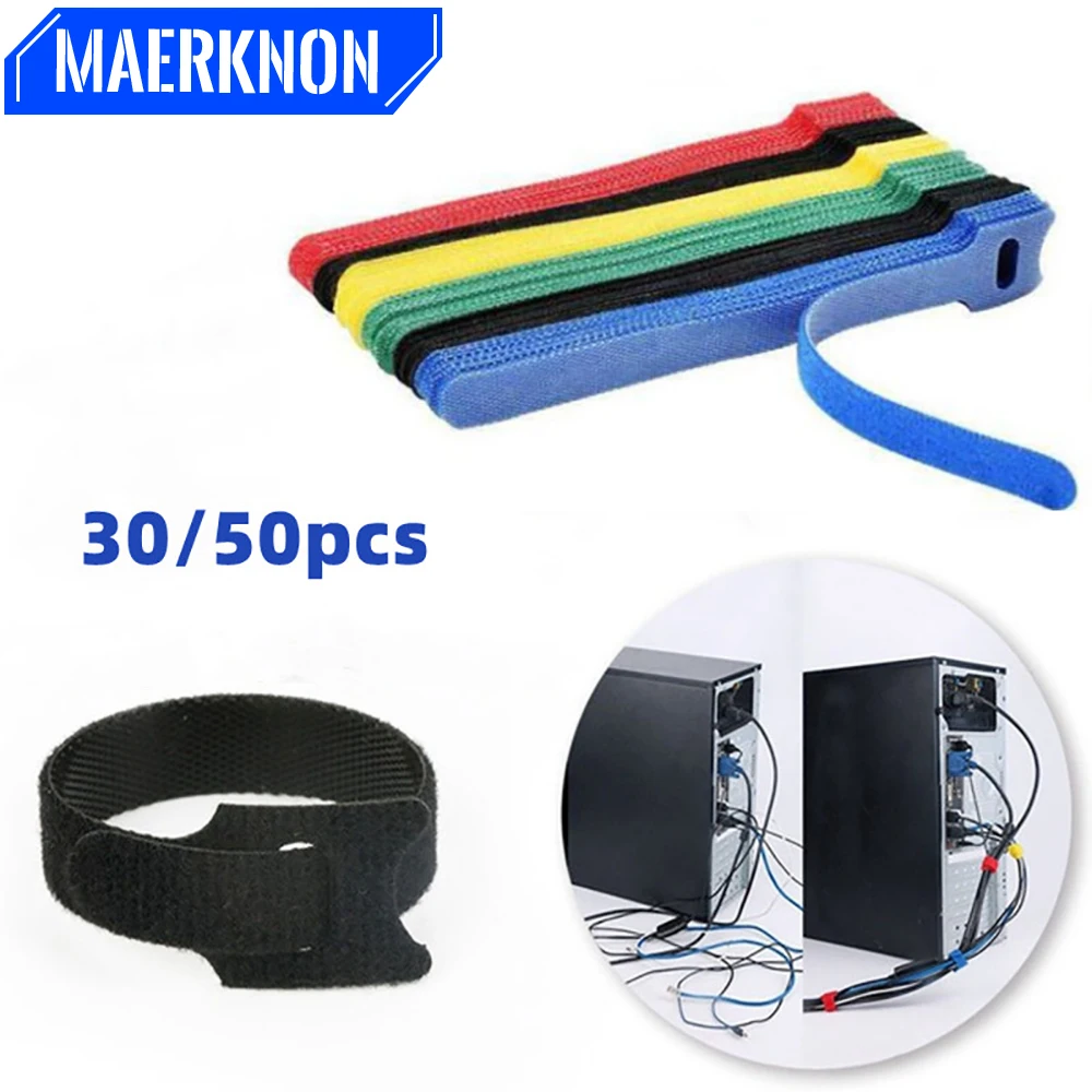 

50pcs Cable Organizer Winder Mouse Earphones Wire Management Nylon Cable Ties Reusable Loop Hoop Tape Straps Tie for iPhone Poco