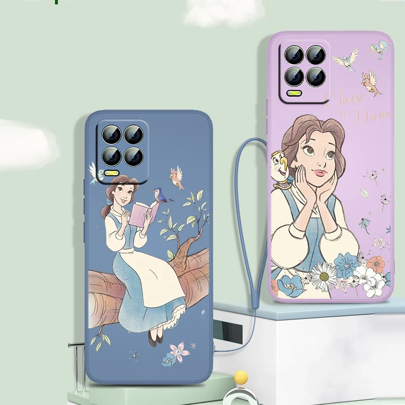 

Disney Belle Princess Girl Phone Case For OPPO Find X5 X3 Lite F21 A94 A93 A77 A76 A74 A72 A57 A53S A16 A9 A5 5G Liquid Rope