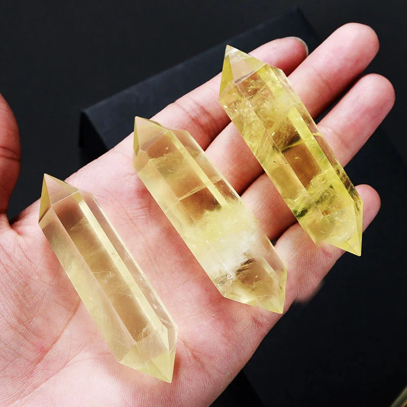 

30-60MM Natural Crystal Point Citrine Healing Obelisk Yellow Quartz Wand Beautiful Ornament for Home Decor Energy Reiki Stone