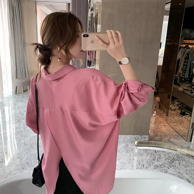 

Женская блузка с длинным рукавом, Повседневная Свободная однотонная блузка с защитой от солнца, модель I36 на лето, 2022