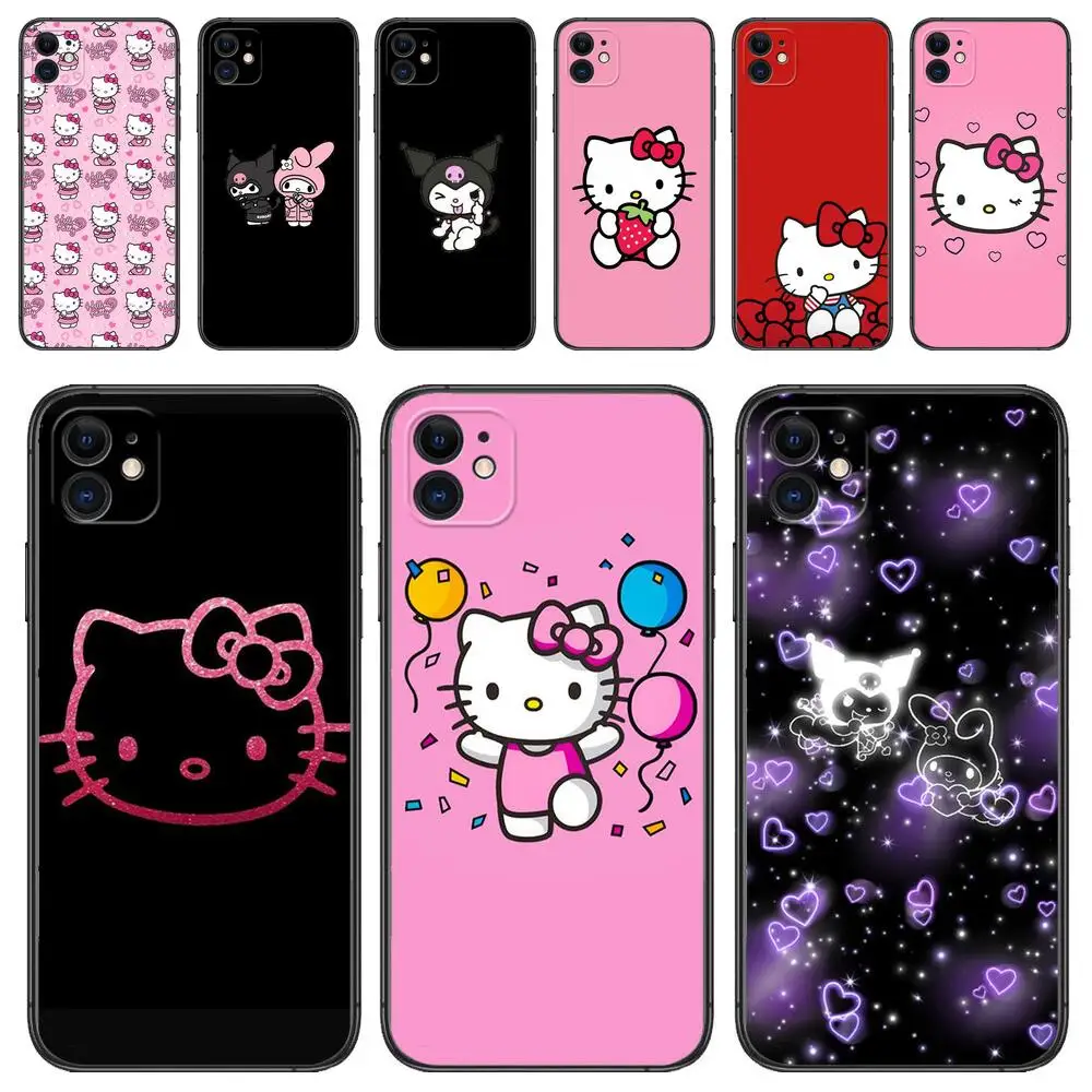

Hello kitty Dumb black phone Case For IPhone 13 12 11 Pro Max Mini SE XR X XS Max 8Plus 7plus 6 6S New Shell phone Case
