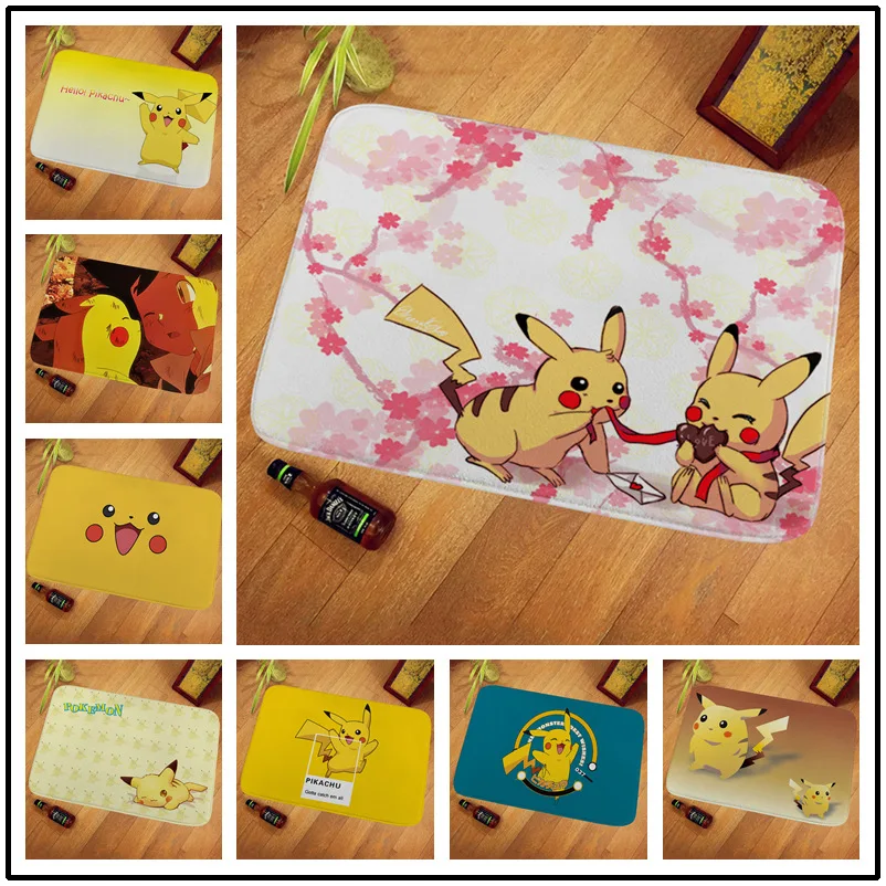 

Мультяшный Покемон Аниме Пикачу Покемон домашние Нескользящие Напольные Коврики Дверные Коврики для гостиной