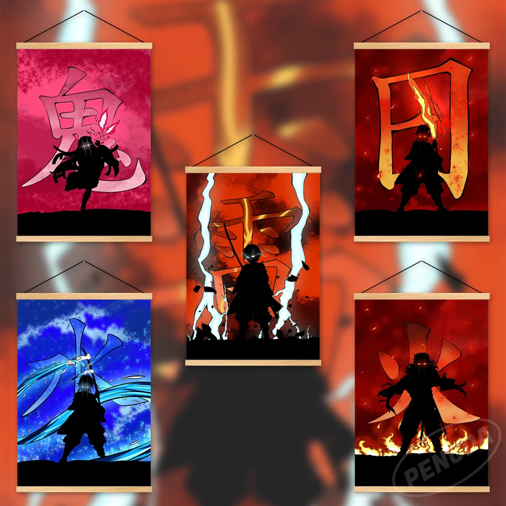 

Настенное искусство модульный рассеиватель демонов деревянный подвесной агатсума Zenitsu картина картины Hd Печать аниме постер холст спальня...