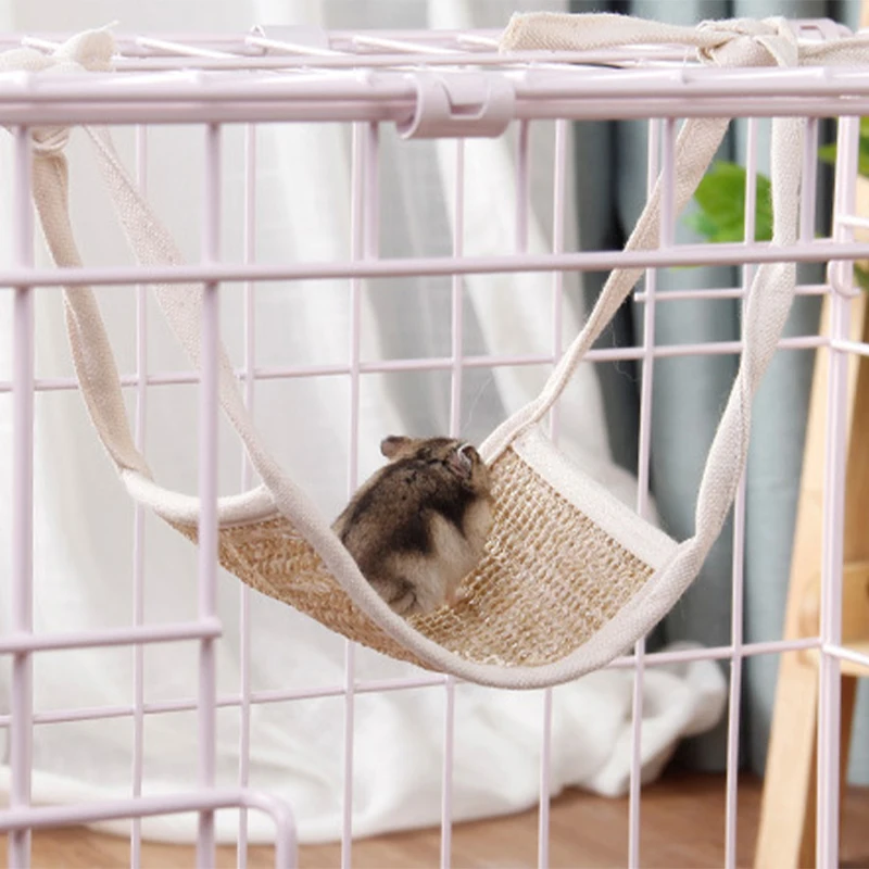 

1Pc Small Animal Hammock Hamster House Squirrel Hedgehog Cage Guinea Pig Cool Mat Nature Material Nest Bed Small Animal Toys