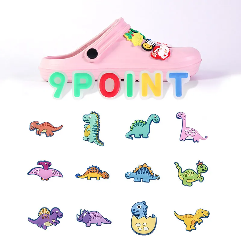 

Подвески для обуви из ПВХ, милые Мультяшные аксессуары для обуви в виде динозавра, украшение для обуви «сделай сам», пряжки для обуви, сандалии, подарки на Рождество, пряжка Jibz