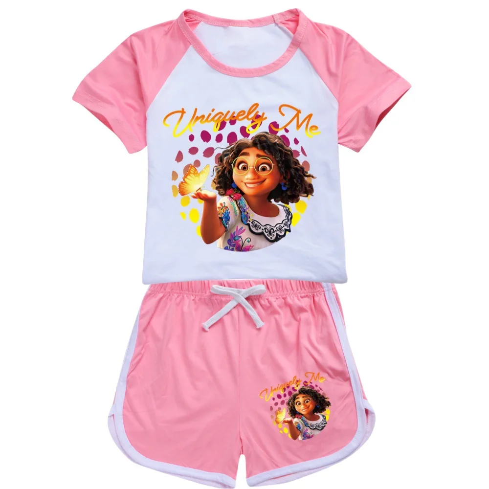 

Disney Encanto Mirabel Little Girls Nightgown Set Toddlers Princess Pajamas Cartoon Sleepwear T-shirt and Shorts Two Piece