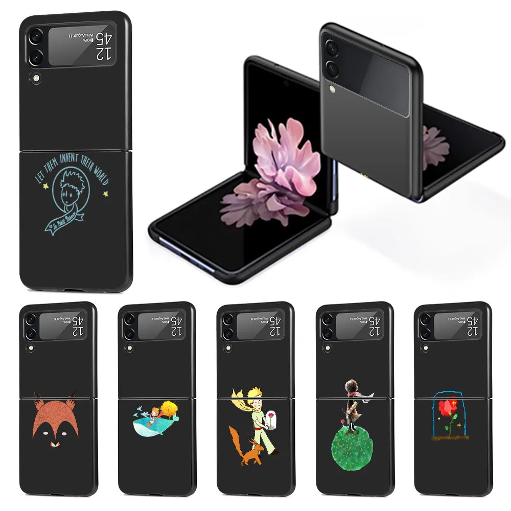 

Чехол для телефона Samsung Galaxy Z Flip4 Flip3, флип-чехол с рисунком Маленького принца, чёрный, жесткий, из поликарбоната, Zflip3, Zflip4