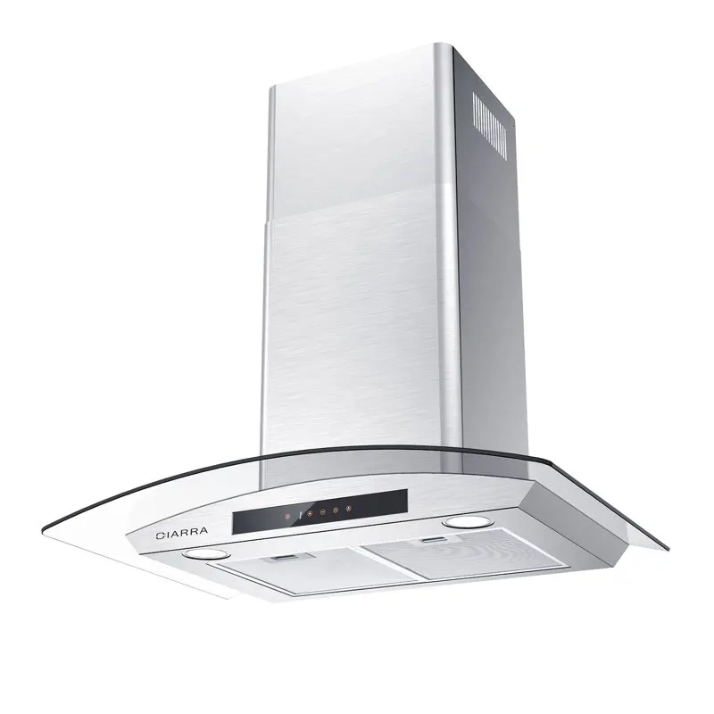 

inch 450 CFM Wall Mount Convertible Range Hood in Stainless Steel with Touch and LED Lights
