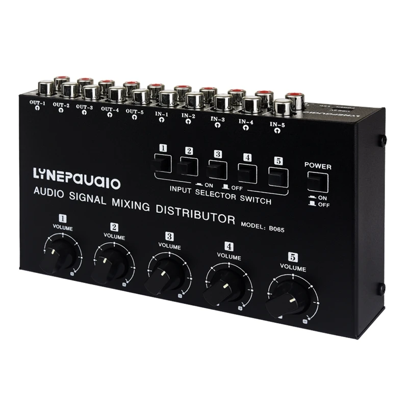 

5 In 5 Out Audio Frequency Signal Select Sound Mixing Distribute Device/Input Independent Switch/ RCA Interface