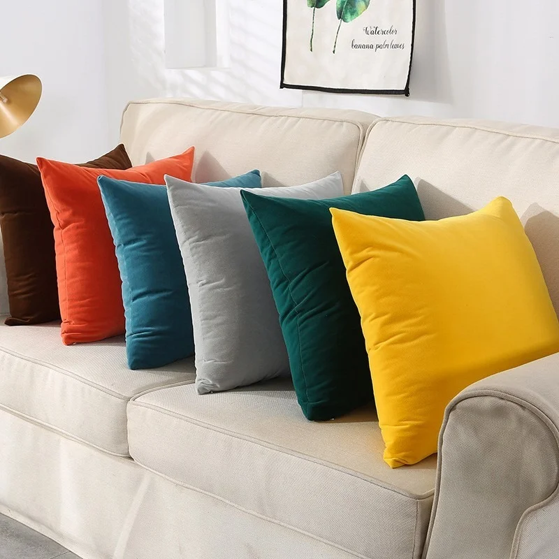 45*45CM Velvet Pure Color Pillow Covers Decorative Square Pillowcase Soft Solid Pillow Case for Sofa Bedroom Car Christmas Decor