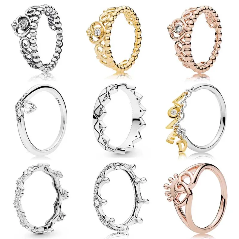 

Оригинальное Золотое тиара моя принцесса, Классические пожелания, экзотические кольца с короной и кристаллом, кольцо из стерлингового сере...