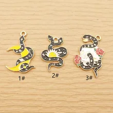 10pcs Enamel Skull Snake Charm for Jewelry Making Moon Star Earring Pendant Necklace Bracelet Accessories Diy Craft Supplies