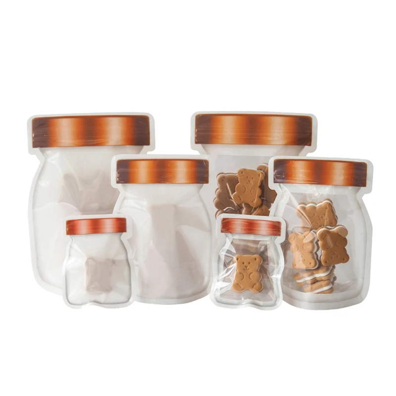 

Reusable Mason Jar Bottles Bags Nuts Candy Cookies Bag Waterproof Seal Fresh Food Storage Bag Snacks Sandwich Zip Lock Bags