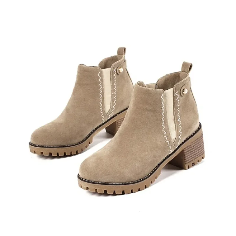 Женские ботильоны из микрофибры на толстом каблуке 22-26 5 см