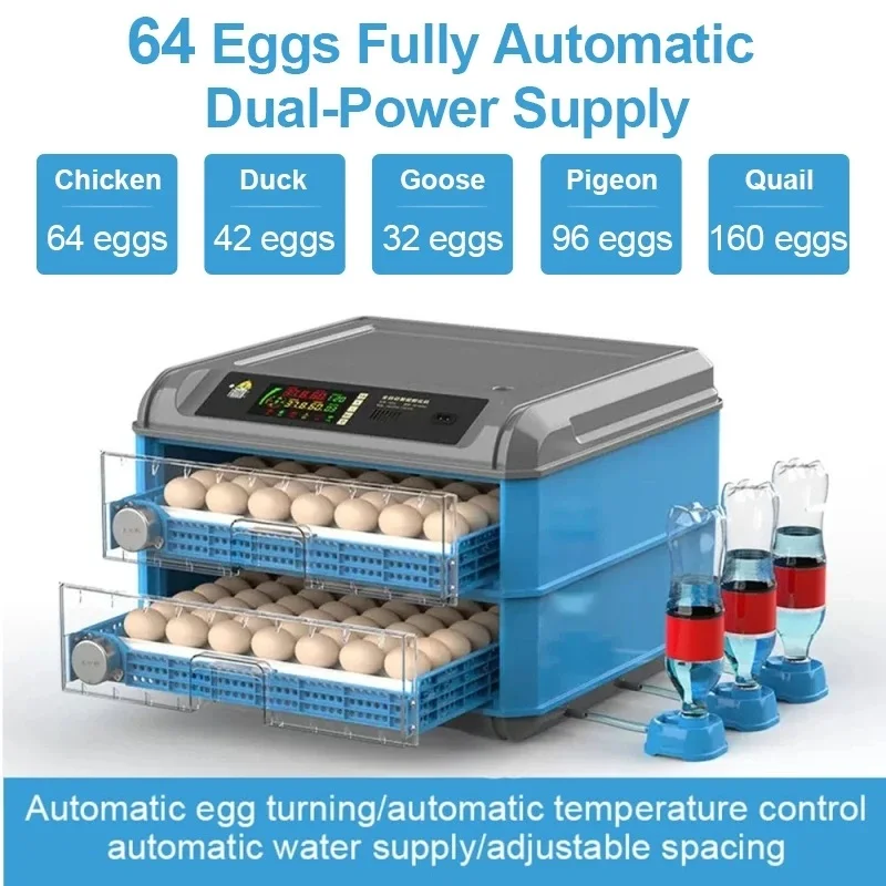 

Полностью автоматический инкубатор для яиц, инкубатор для 64 яиц с выдвижным ящиком и автоматическим пополнением влаги и контролем температуры