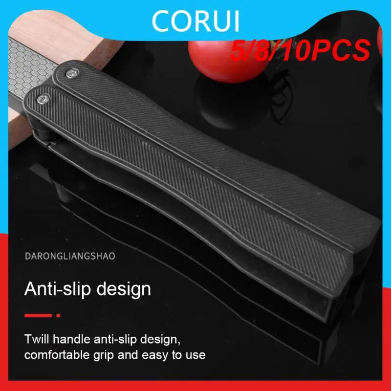 

5/8/10PCS Diamond Fan Sharpener Folding Design Asb Handle Hand-held Black Sharpeners Surface Honeycomb Pattern