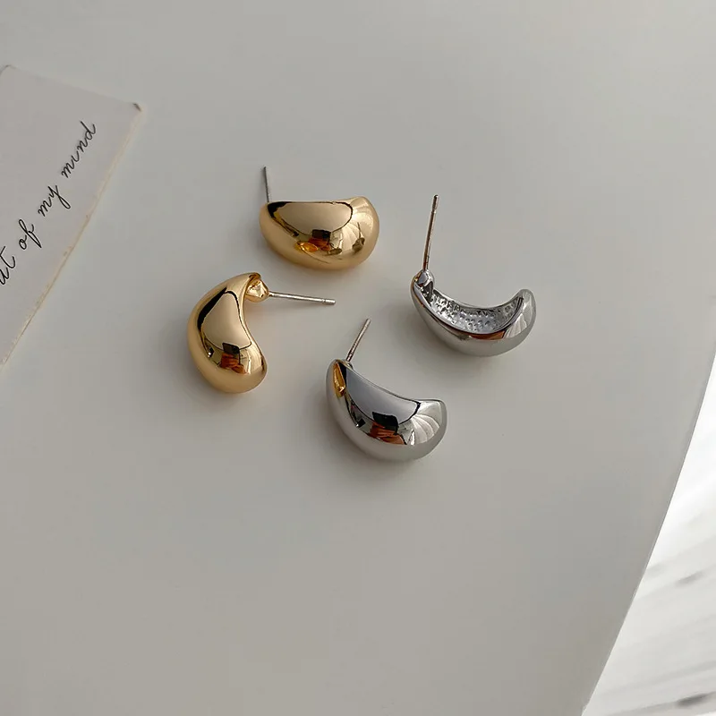 

VSnow Minimalist C Shape Geometrical Gold Silver Color Metal Dangle Earring for Women Trendy Bean Earring Jewelry Pendientes