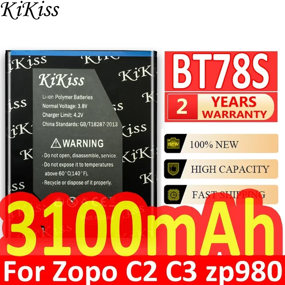 Аккумулятор KiKiss BT78S BT78T для смартфона Zopo 980 C2 C3 zp980 zpc2 zpc3 3100 мАч