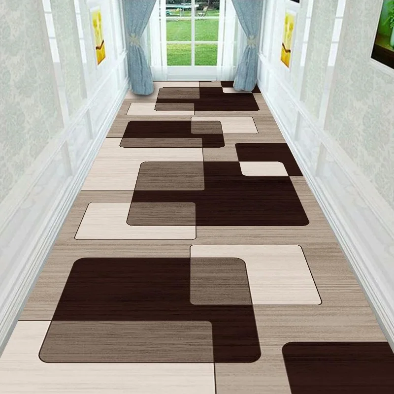 

Geometric Living Room Carpet Long Corridor Hallway Rug Crystal Velvet Anti-slip Indoor Doormat Balcony Bedroom Kitchen Area Rug