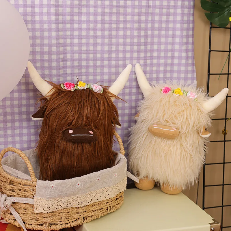 

Cute Plush Toy Simulation Highland Cow with Flower Decoration 20cm Soft Stuffed Toys Doll Birthday Gift #3979