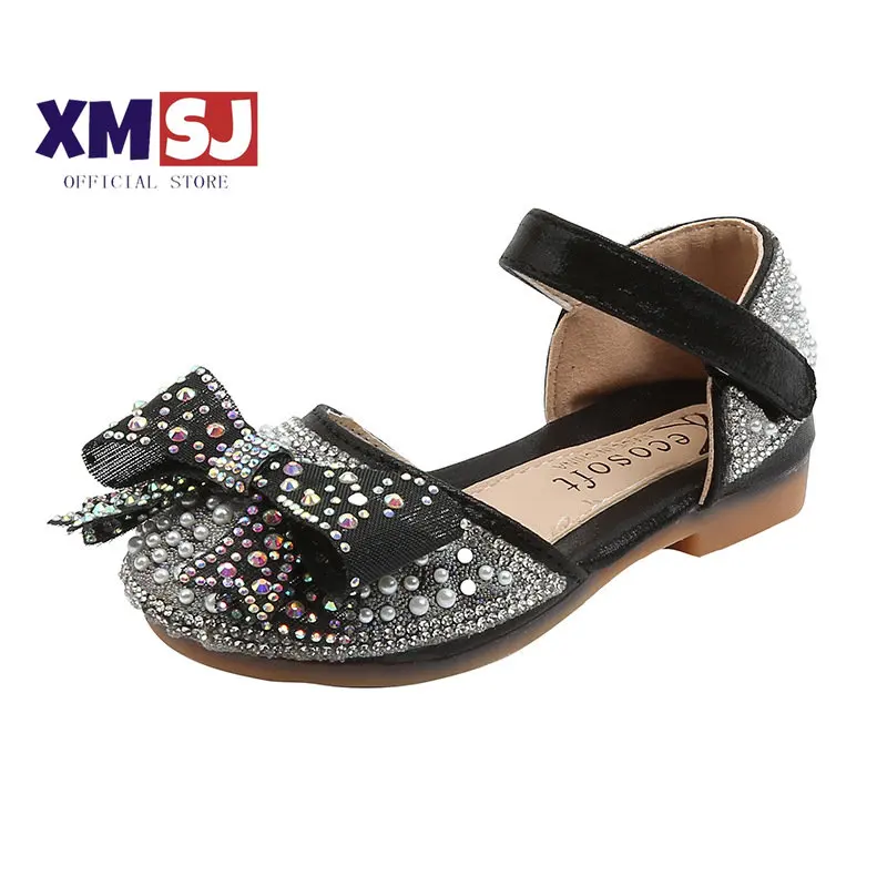 

Spring Korean Style New Big Children Fashion PU Mary Jane Shoes New Summer Little Princess Dress Sandal Chic with Bow Rhinestone