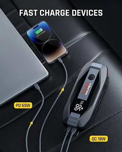 

T8 APEX 2000 Amp Jump Starter, 20000mAh Car Battery Pack for Up to 8.5L Gasoline and 6L Diesel Engines with LED Display, 65W PD