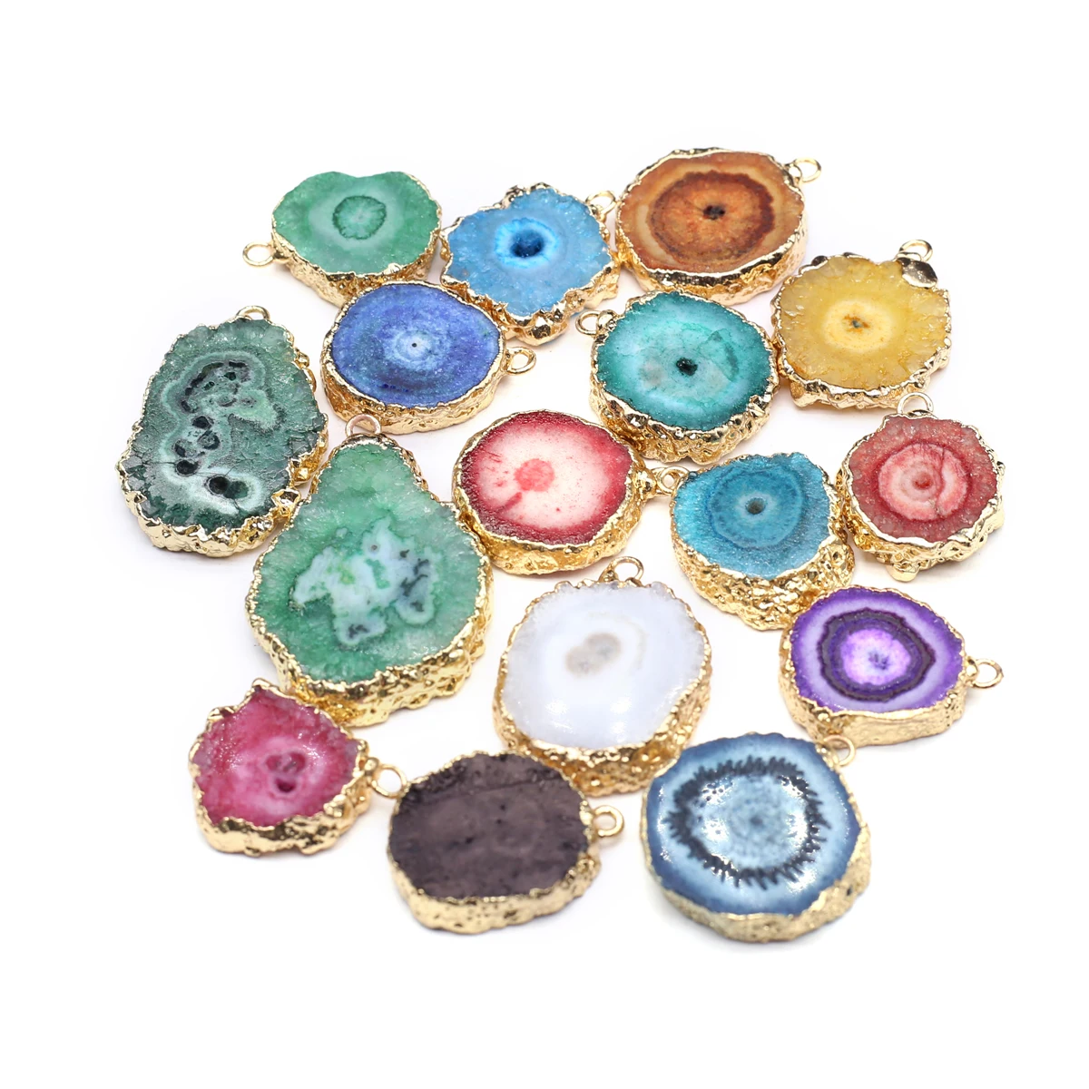 

Natural Stone Druzy Pendants Gold Plated Multicolor Onyx for Charms Jewelry Making Diy Women Necklaces Accessories