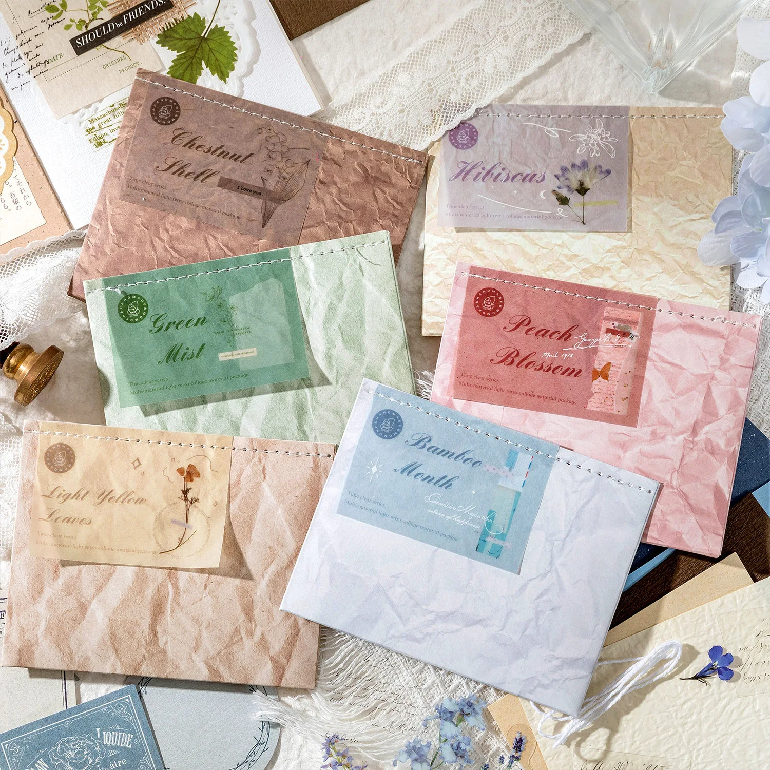 Multi-material Light Retro 29Pcs Sticker Collage Message Record Hand Ledger DIY Scrapbooking Art Photo Album Journal Craft Paper