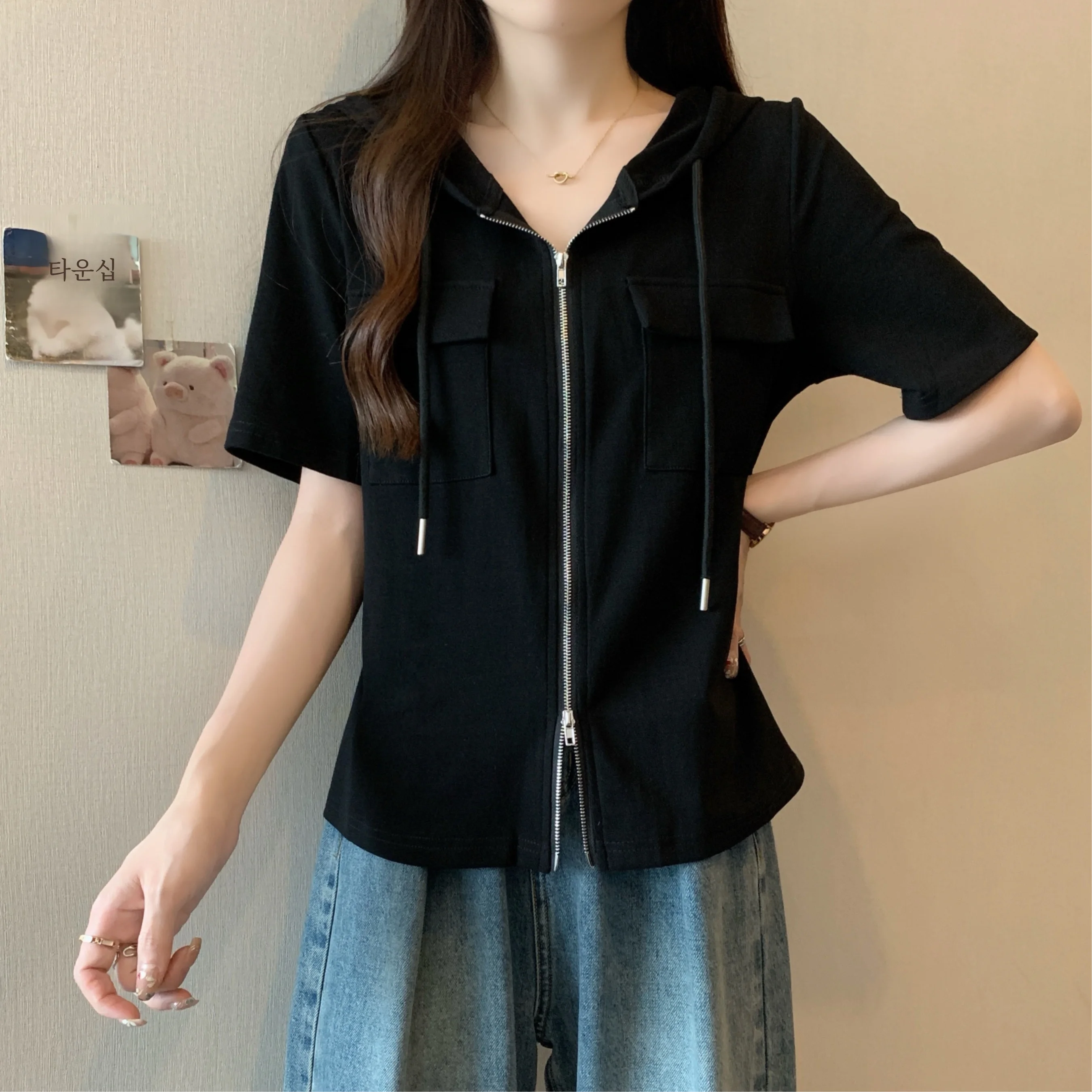 Повседневная футболка скрывающая живот лето 2024 новинка универсальный капюшон