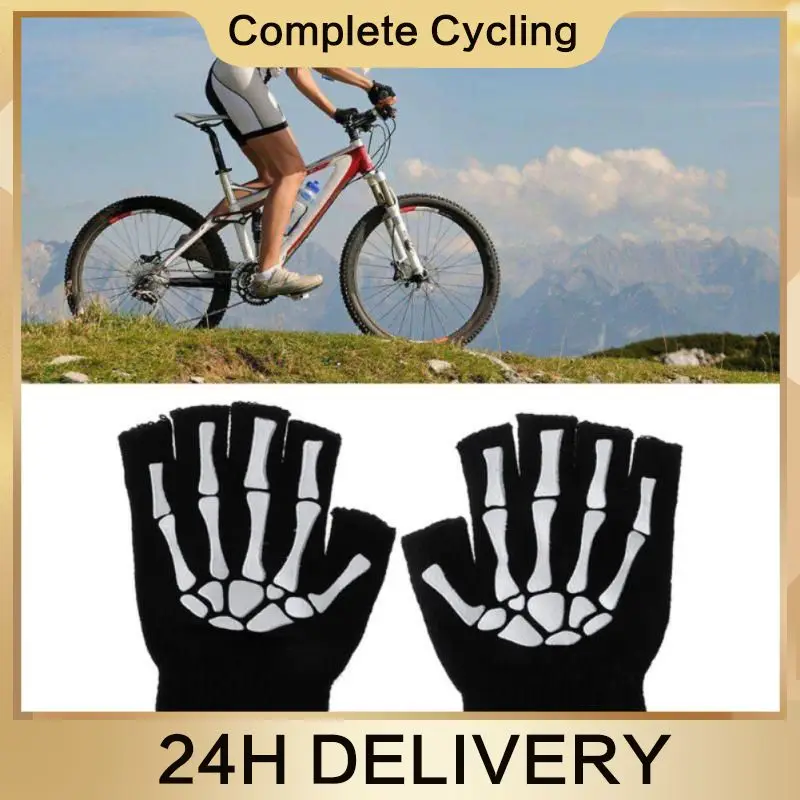 

Half Finger Gloves Skull & Claw Knitted Ghost Claw Gloves Comfortable Luminous Cycling Gloves Sports Accessories