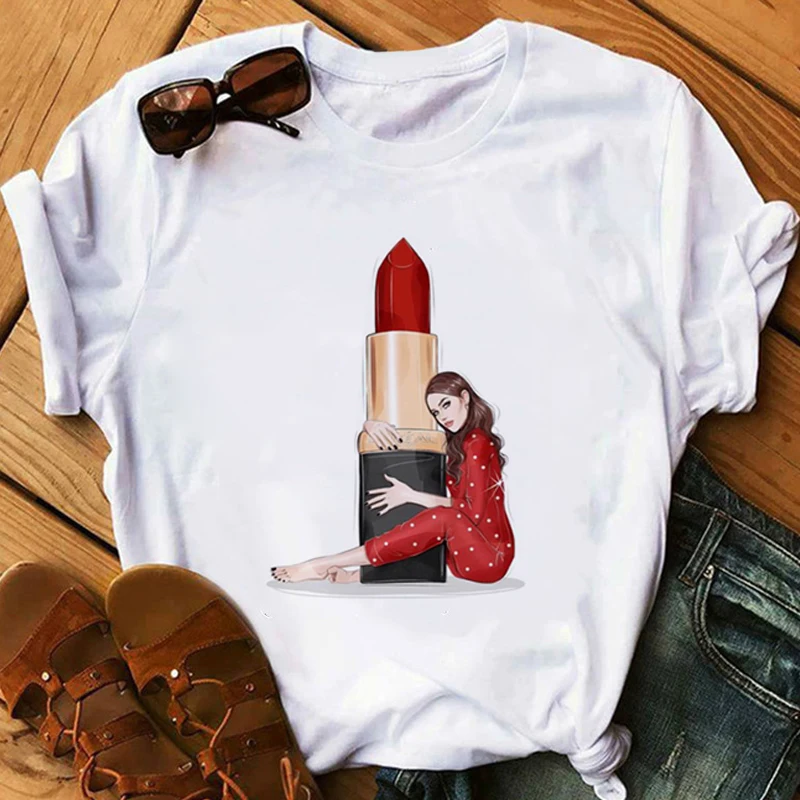 

2023 Women Summer Tops Lovely Angel Youkshire Print Girls Tee Animal Female T-shirt shirt