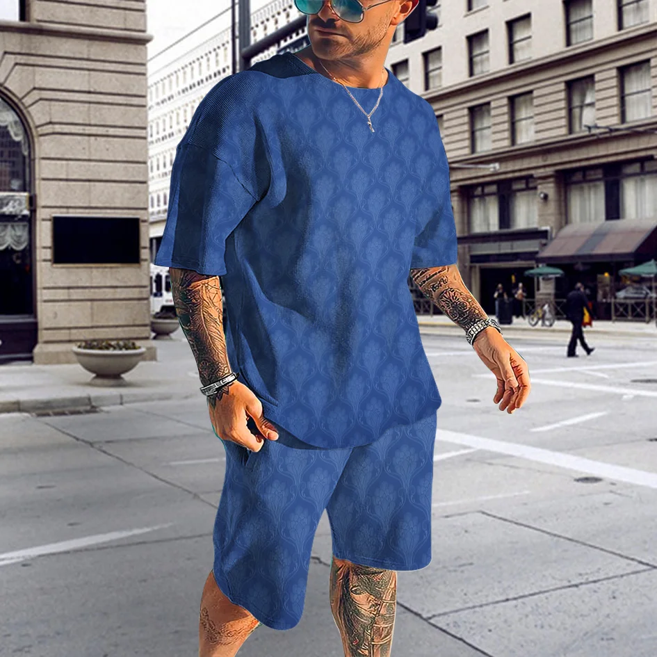 Summer Suits for Men Sets Causal Short Sleeve Tshirt Beach Shorts Sportswear Male O-neck T-shirt 2-piece Tracksuits Clothing