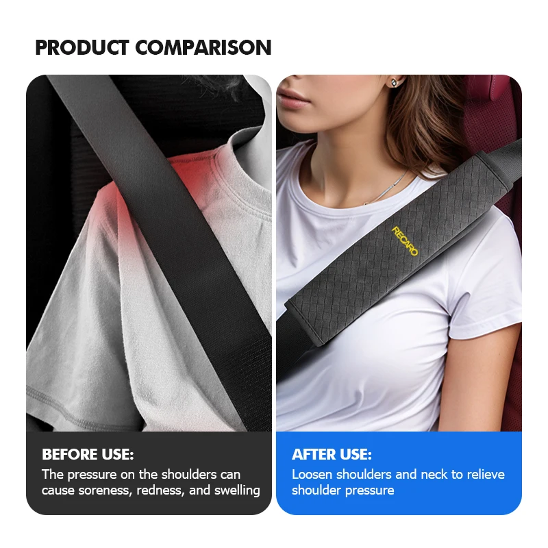 Фото Кожаные накладки на ремни безопасности для Recaro, защита плеч №3