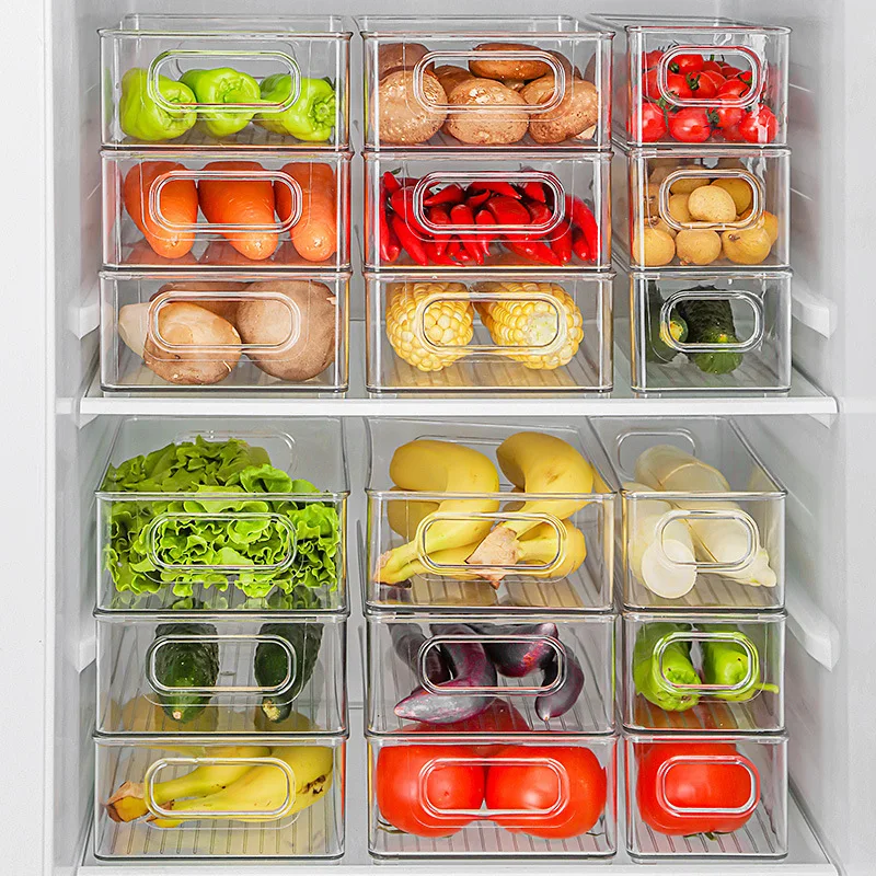 

Refrigerator Drawer Organizer Bin Clear Fruit Food Jars Storage Box Transparent Fridge Storage Bin Containers for Pantry Freezer
