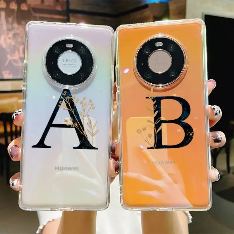 

Initial Letter A Z Fashion Phone Case for Samsung S20 ULTRA S30 for Redmi 8 for Xiaomi Note10 for Huawei Y6 Y5 cover