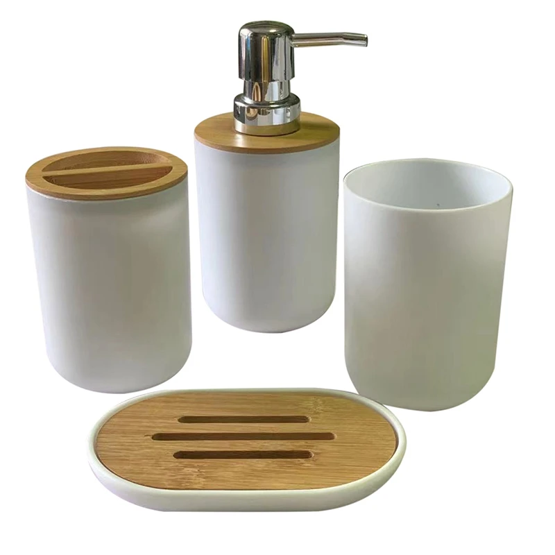 

Bathroom Accessories Set Soap Dispenser Bottle Dish Washroom Toothbrush Holder Cup Suit