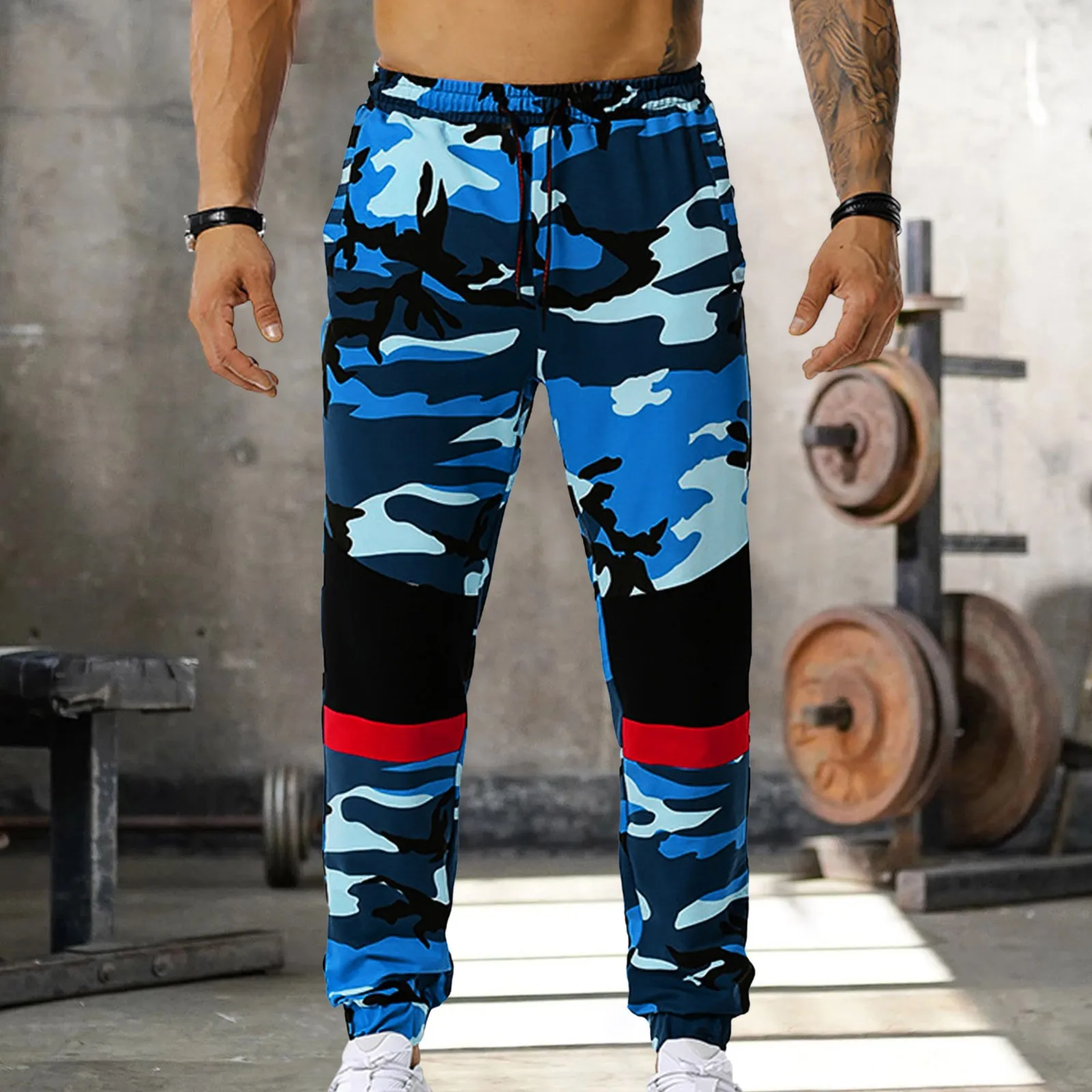 

Lace-up Men's Pants Mid-waist Camouflage Slim Sports Casual Trousers Men's pants