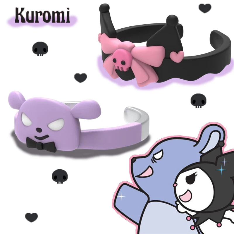 

Sanrio Kawaii Kuromi Ring Girl Cartoon sweet Simple Trend Opening Adjustable Ring Niche Advanced Sense Ins Bestie Couple Rings