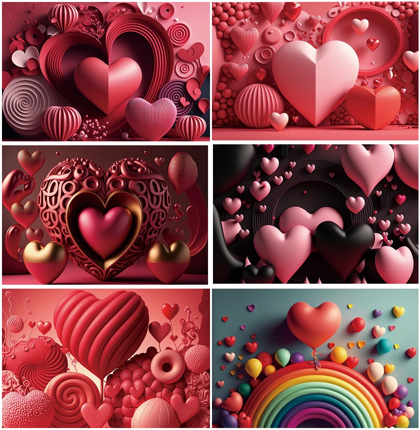 

Красный любовь сердце 3d форма для Дня Святого Валентина фоны свадебный душ Свадебная церемония Декор Радуга фоны фотосессия