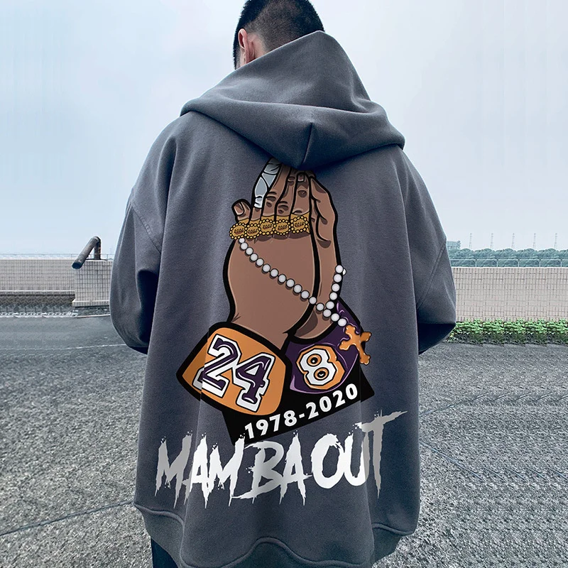 Р. И. П. Худи Mamba с принтом Y2K Мужская Уличная одежда свитшот на молнии капюшоном