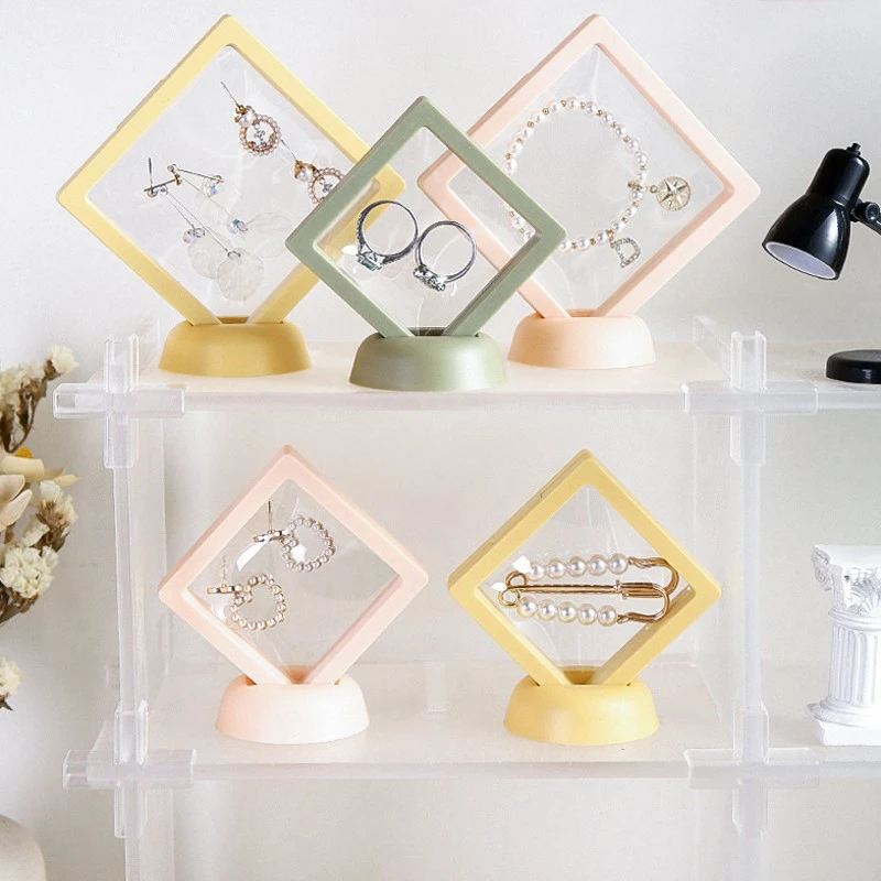 

Anti-oxidation PE Film Jewelry Storage Box With Base Jewelry Boxes And Packaging 7*7/9*9/11*11cm Fashion Portable Display Box