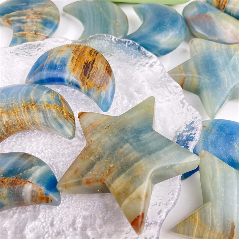 Оптовая продажа различные кристаллы лечебные камни синий оникс луна звезда