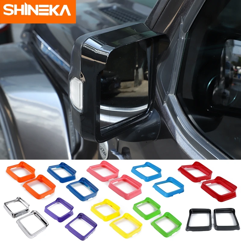 

SHINEKA Mirror & Covers Car Rearview Mirror Rain Eyebrow Decoration Frame Trim Stickers For Jeep Wrangler JL 2018 Up Accessories