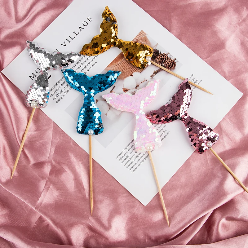 

1 шт. Топпер для торта с хвостом русалки, украшение для дня рождения и помолвки, аксессуары для торта, инструмент для украшения торта